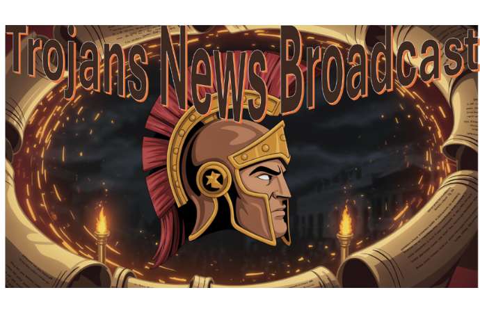 trojans news icon in brown and gold