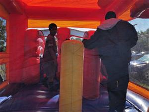 having fun in the bounce house 