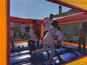 having fun in the bounce house 