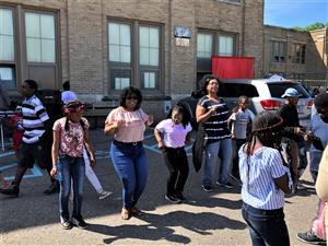 dancing fun with students 